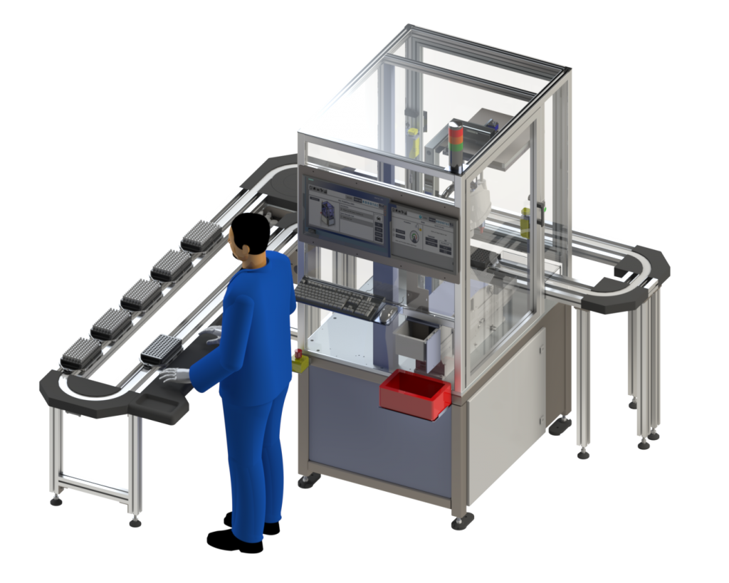 In Kombination mit dem Transfersystem Sigma bietet die Pick&Place-Zelle von Rodotec hohe Autonomie und einfache, ergonomische Bedienung.