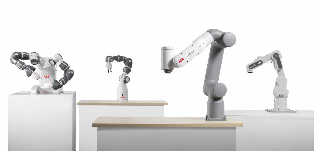 Bild: ABB Automation GmbHABB hat jetzt vier Cobots im Programm: Der YuMi mit zwei oder einem Arm sowie die neuen Modelle GoFa und Swifti.