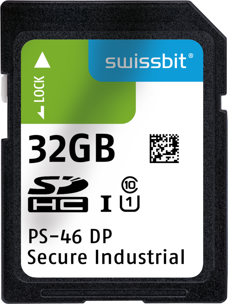 Die Swissbit-Speicherkarte PS-46 DP in der Data-Protection-Edition fungiert als sicherer Lizenzcontainer für Softwareapplikationen der Steuerungsplattform PLCnext Control.