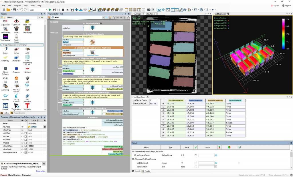 Image | Adaptive Vision Studio 5.1 features deep learning tools for OCR and object detection, exciting improvements in the edge-based template matching and improved 3D data previews.