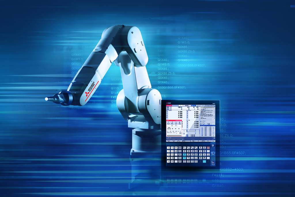 Mit der Steuerung Direct Robot Control von Mitsubishi Electric kann ein Roboter per G-Code direkt im CNC-Bearbeitungszentrum programmiert werden.