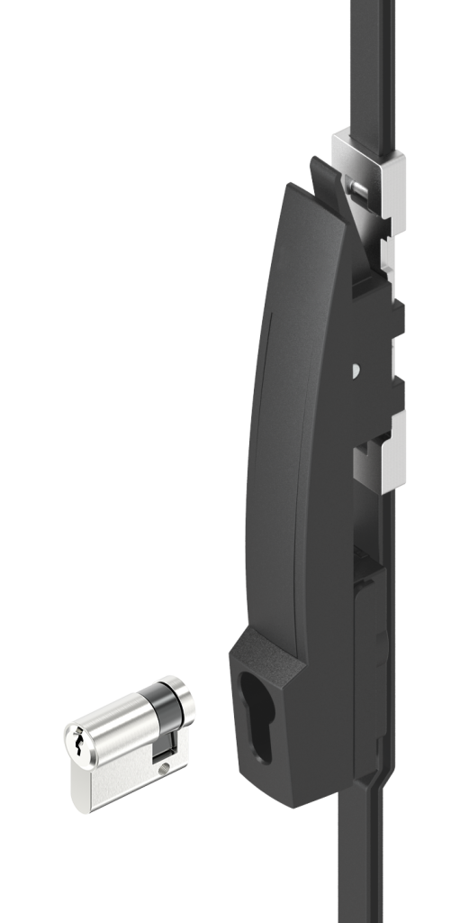 Hebelgriff mit Anschlussstangen für Profil-Halbzylinder 40 mm nach DIN 18 252