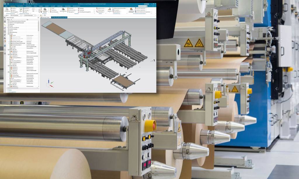 Mit dem Mechatronics Concept Designer lassen sich die komplexen Druck- und Pressenanlagen der Hymmen GmbH inklusive Automatisierungstechnik simulieren.