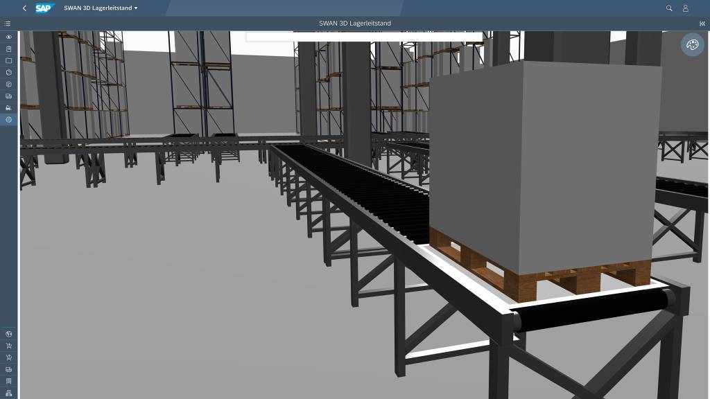 Das Swan 3D Logistics Cockpit ist ein 'digitaler Zwilling' des Lagers und bietet als 3D-Visualisierung einen Gesamtüberblick über jedes SAP-EWM-Lager.