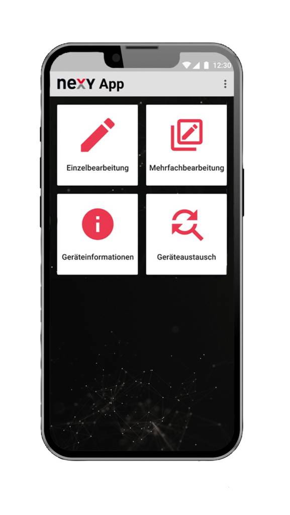 Die Nexy App ermöglicht das Einlernen und die Verwaltung aller Komponenten im Feld direkt vor Ort.