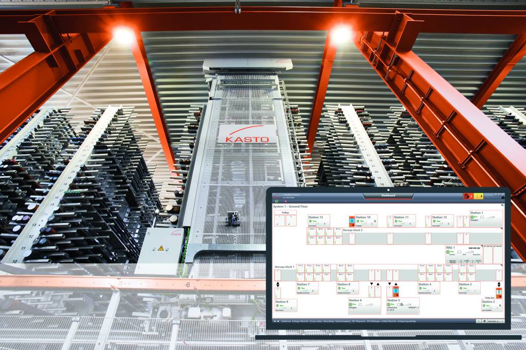 Mit Kastologic wird die Energieeffizienz durch intelligente Materialfluss-Algorithmen gesteigert. Das Warehouse Management System (WMS) bietet Schnittstellen zu allen gängigen ERP-Systemen.
