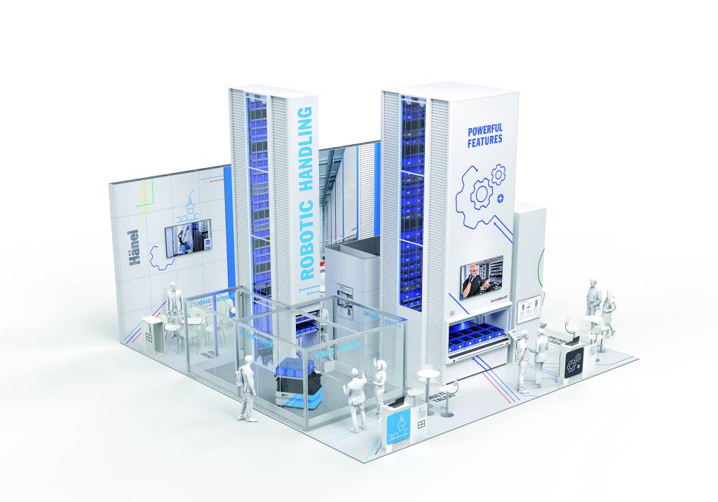 Am Messestand demonstriert Hänel in diesem Jahr, wie das Zusammenspiel des Hänel Lean-Lifts mit einem fortschrittlichen autonomen Transportsystem (FTS) die Effizienz und Präzision in der Lagerhaltung optimiert.