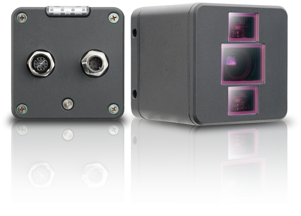Die größere ToF-Kamera DMV-T verfügt über eine Reichweite bis 6m, ein FoV von 67x51° und 60fps sowie einen integrierten Dual-Core-ARM-Prozessor.