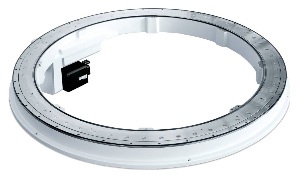 Weiss Ringrundschaltische der Serie TR bieten eine große Mittenöffnung - für Henkel die passende Lösung, um die Verkabelung zuverlässig und optisch sauber zu lösen.