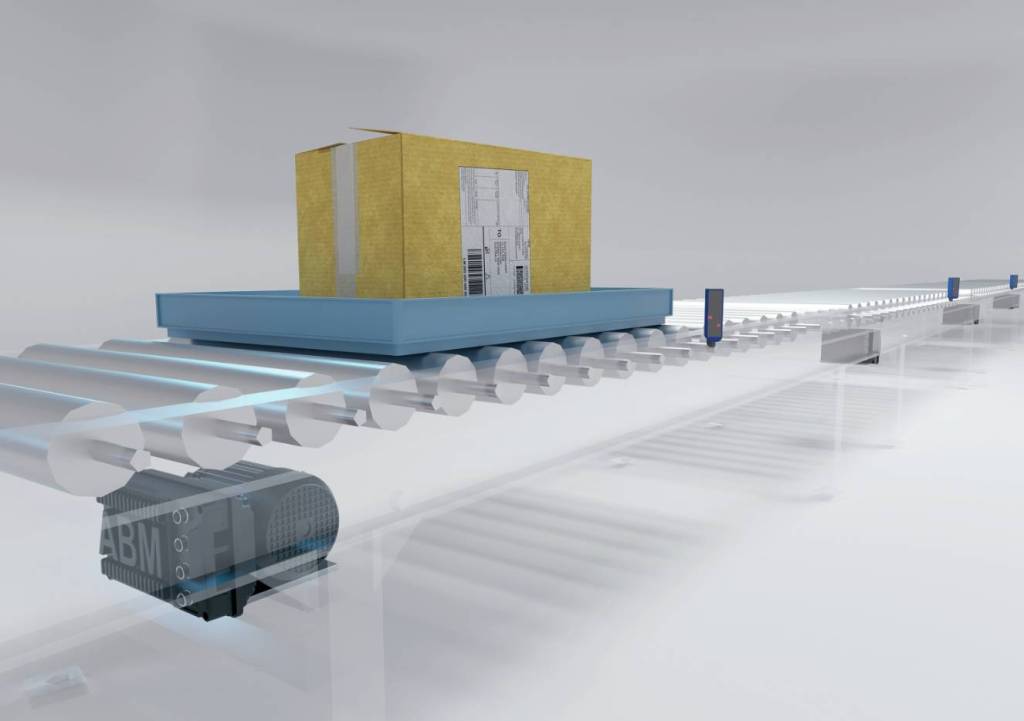 Das integrierte neue Antriebssystem für Staurollenförderer von ABM besteht aus einem Synchronmotor mit integriertem Controller.