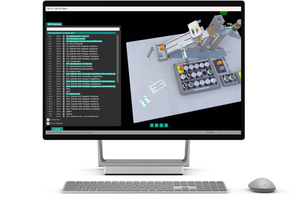 Die MHJ-Simulationsplattform enthält aktuelle und frühere IHK-Modelle zum Test eigener SPS-Programme während der Prüfungsvorbereitung.