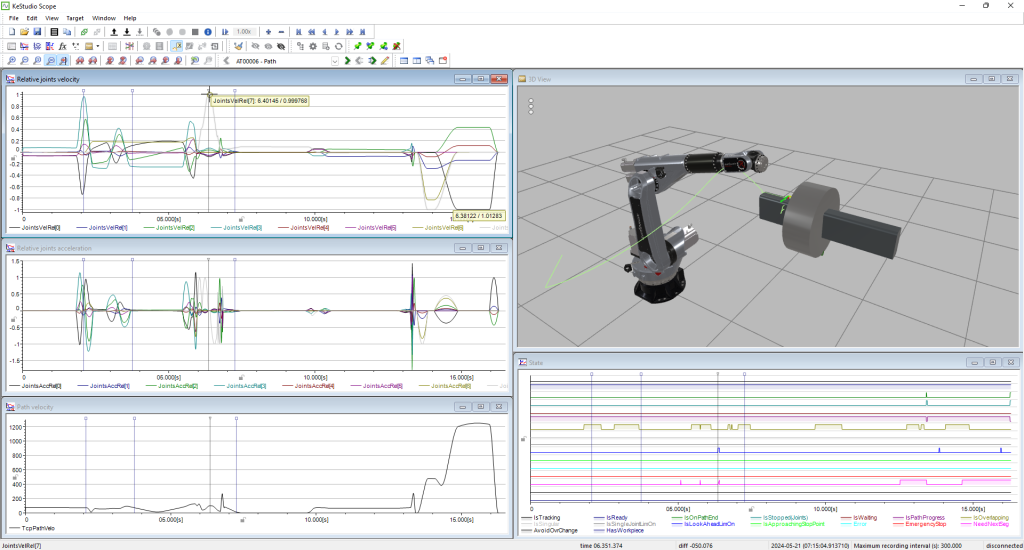 Beim Motion Analyser von Keba Industrial Automation handelt es sich um ein übersichtliches Diagnose-Tool, das sich individuell auf die jeweilige Anwendung konfigurieren lässt. So lässt sich schnell feststellen, wie sich der Roboter im Detail verhält.