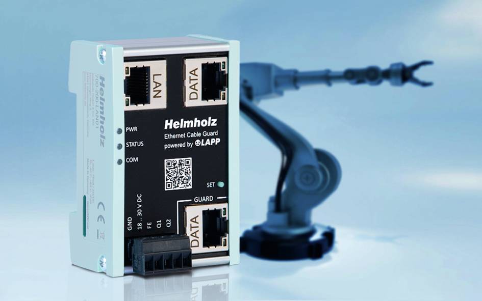 Der Ethernet Cable Guard von Helmholz eignet sich für hochdynamische Anwendungen mit hohen Geschwindigkeiten und starker Torsion.